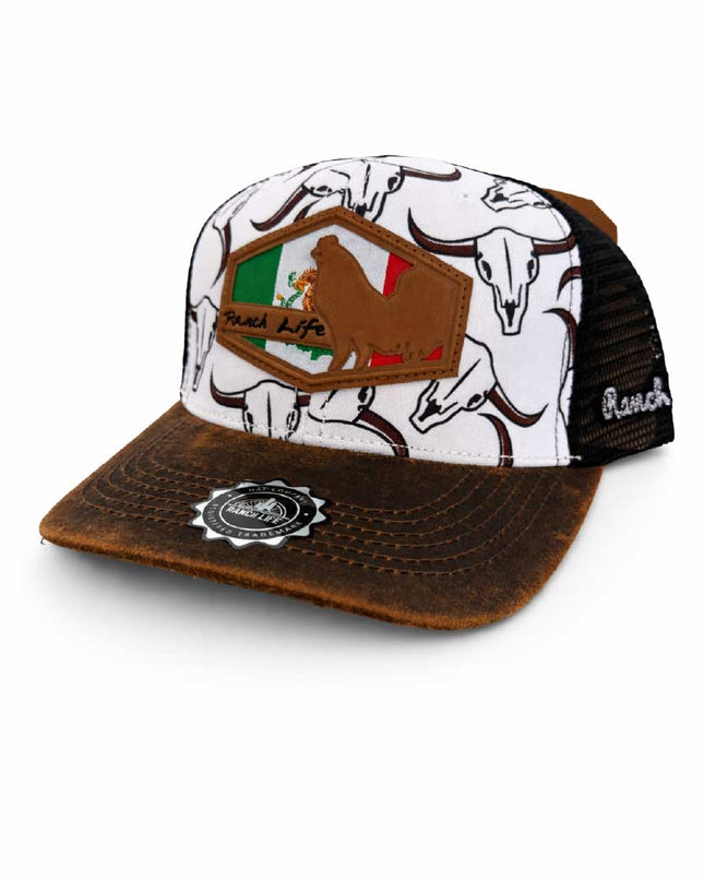 Gorra de Gallo Blanca Ranch Life