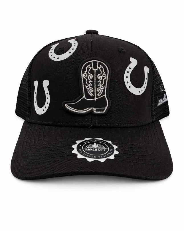 Gorra Negra Botas Ranch Life