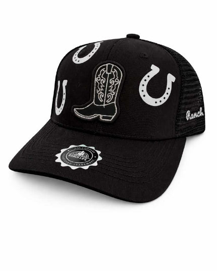 Gorra Negra Botas Ranch Life